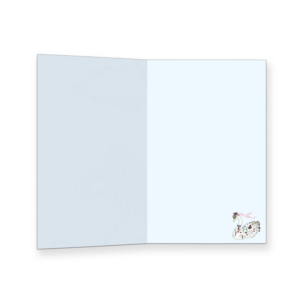 A bit of birthday whimsy swan, birthday greeting card