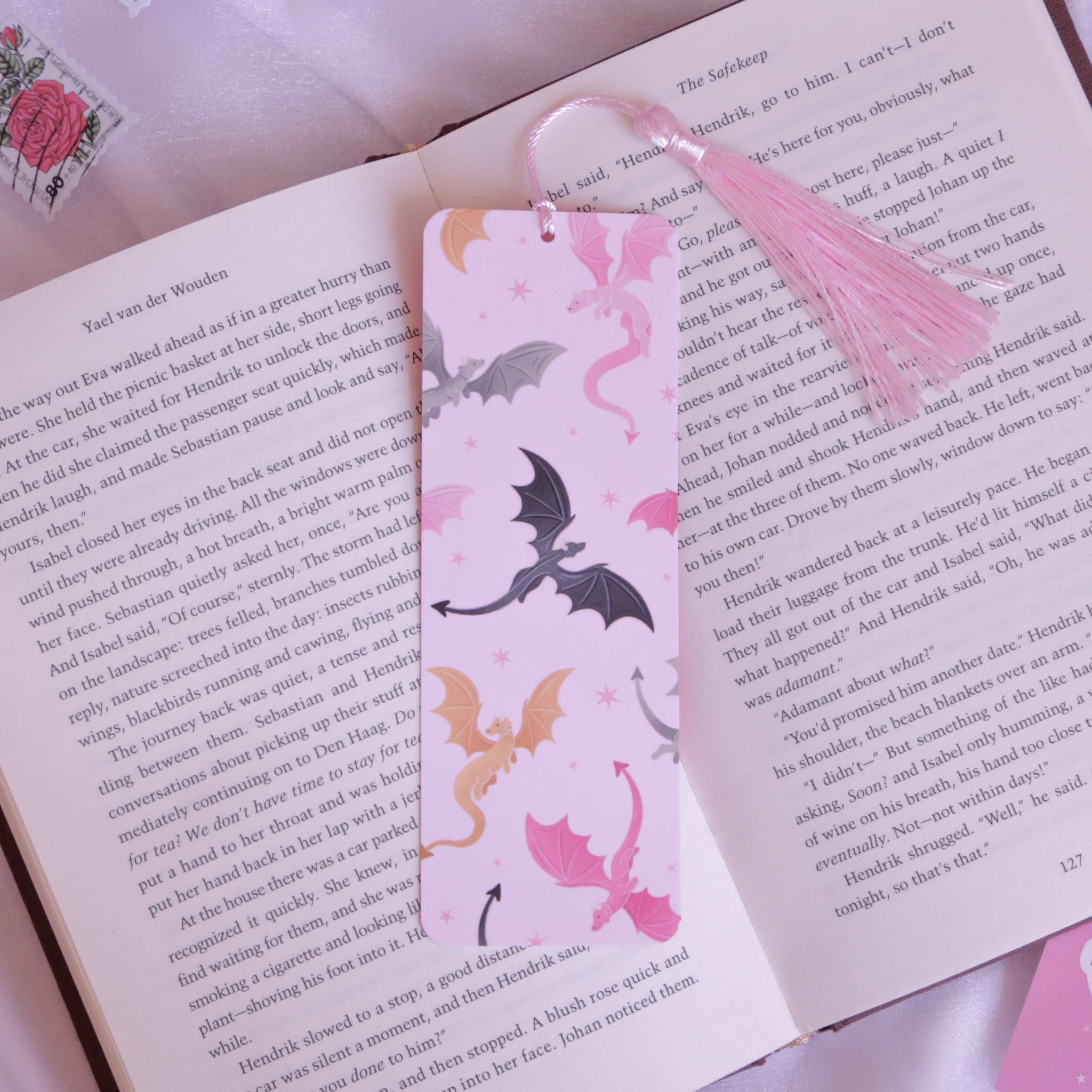 Dragon Pattern Bookmark - Fantasy Bookmark with Tassel
