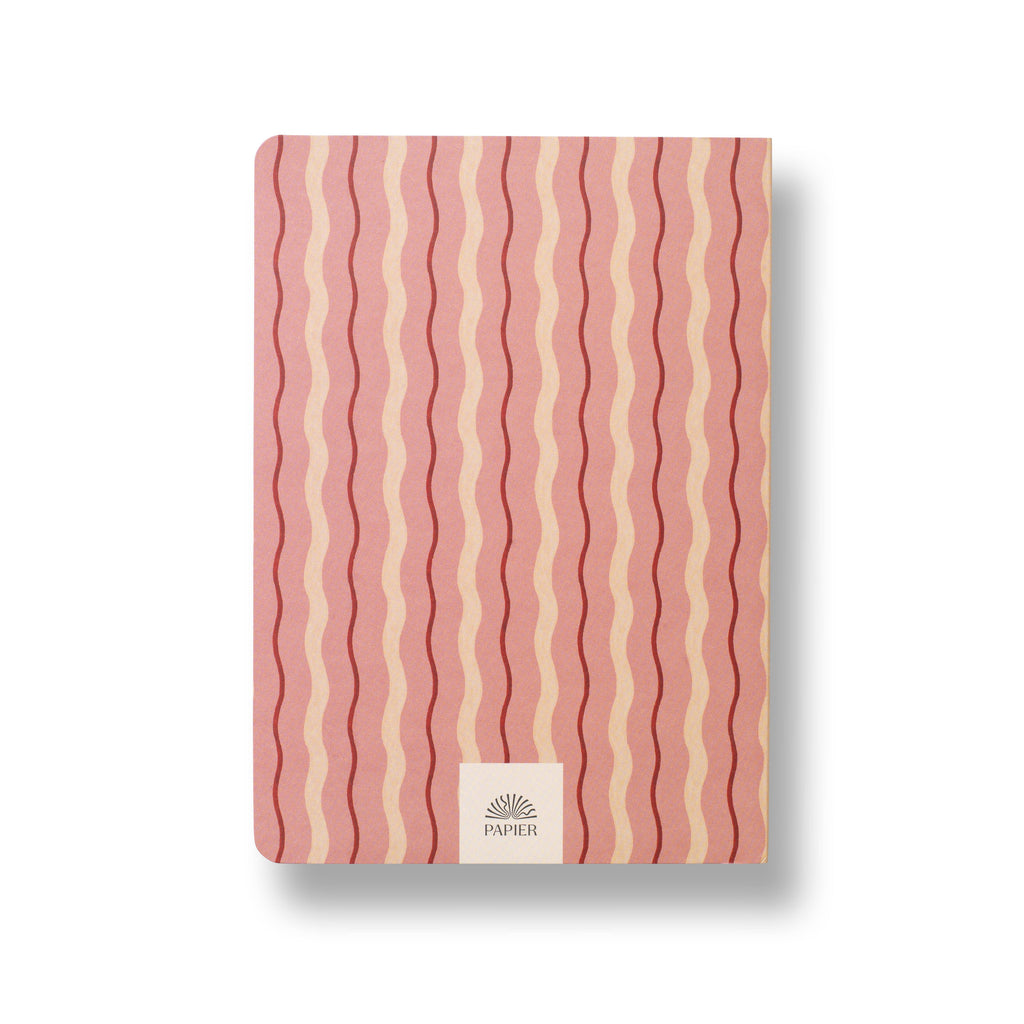 Pink Waves Stepped Softcover Lined Notebook