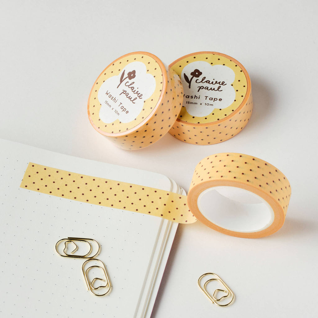 Yellow & Brown Polka Dots Washi Tape