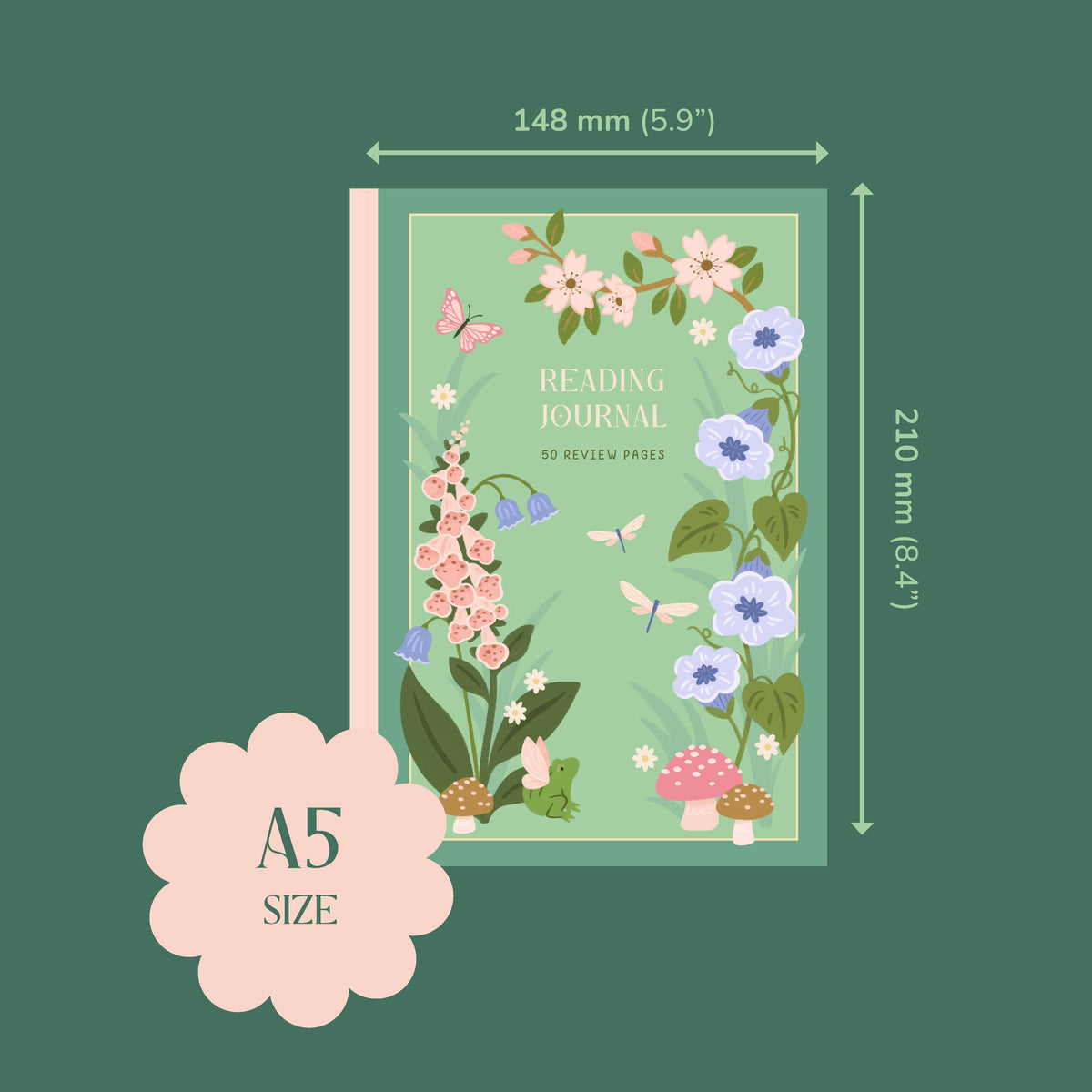 Whimsical Reading Journal Book Review Notebook