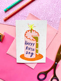 Happy Birthday Pink Cake Greeting Card