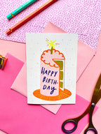 Happy Birthday Pink Cake Greeting Card