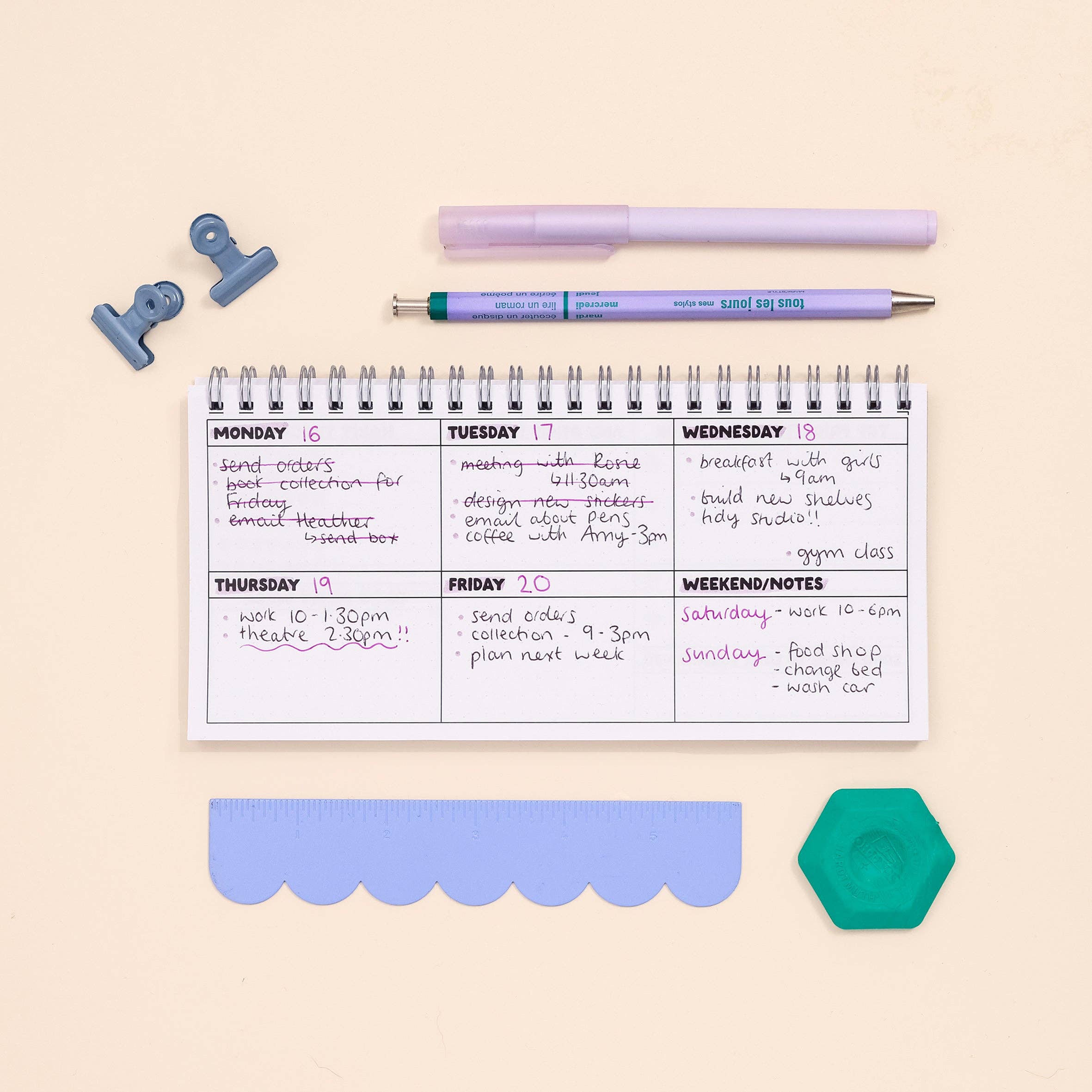 Ringbound Week Planner - Blue & Green