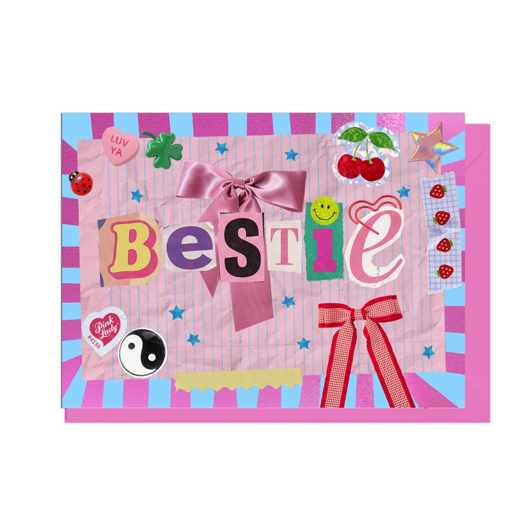 BESTIE, JUNK JOURNAL CARD
