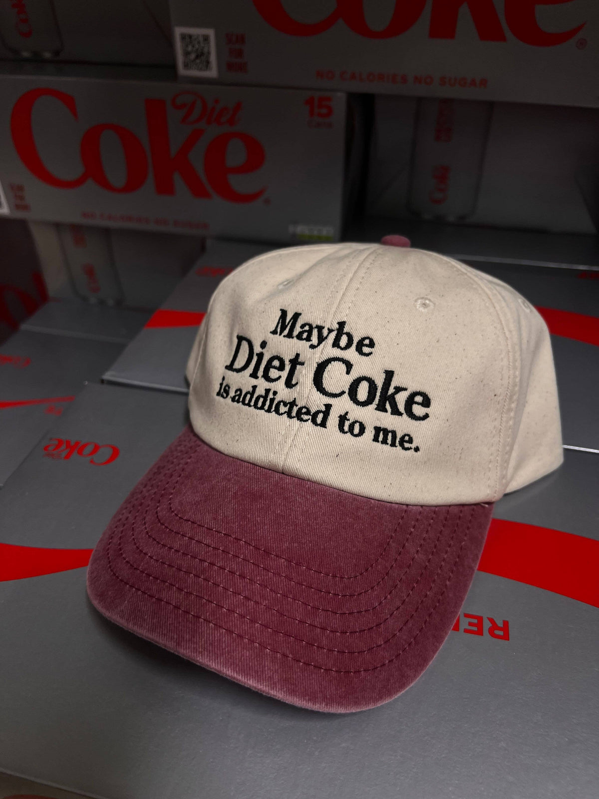 Diet Coke Embroidered Contrast Cap - Vintage Red