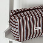 Towel Makeup Bag - Brown & Blue Stripes