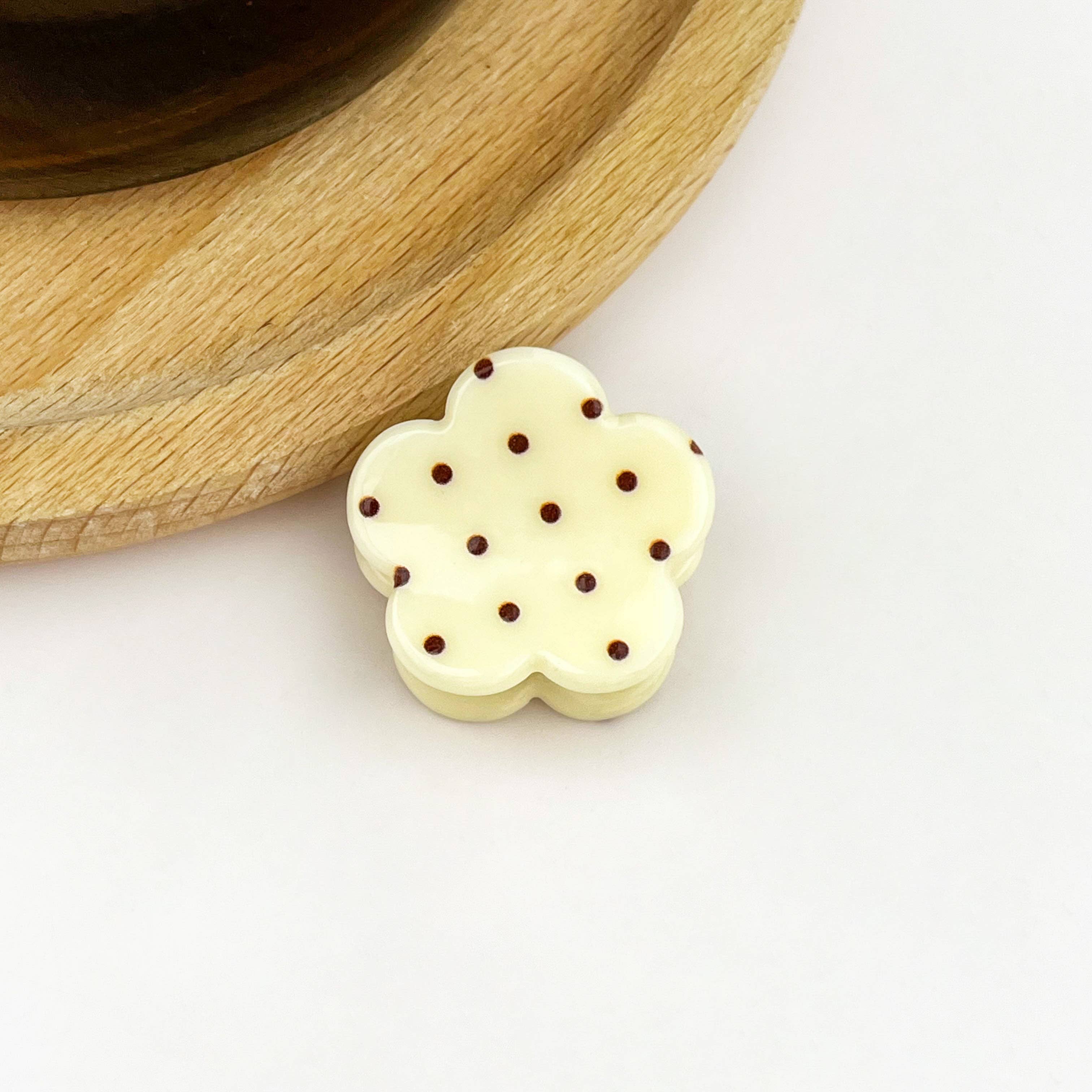 Sweet Polka Dot Flower Mini Hair Claw Clips
