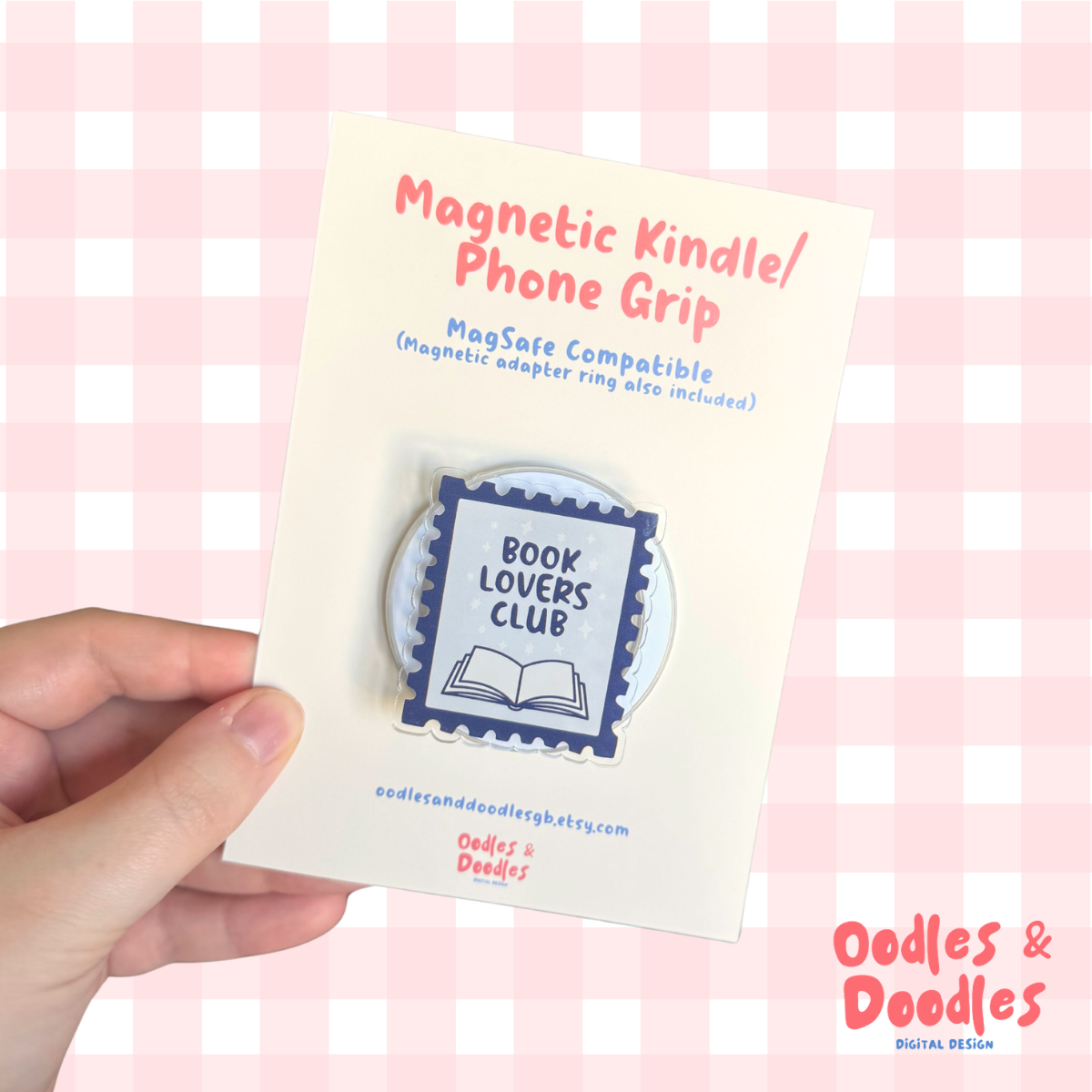 Book Lovers Club Stamp Magnetic Kindle or Phone Grip