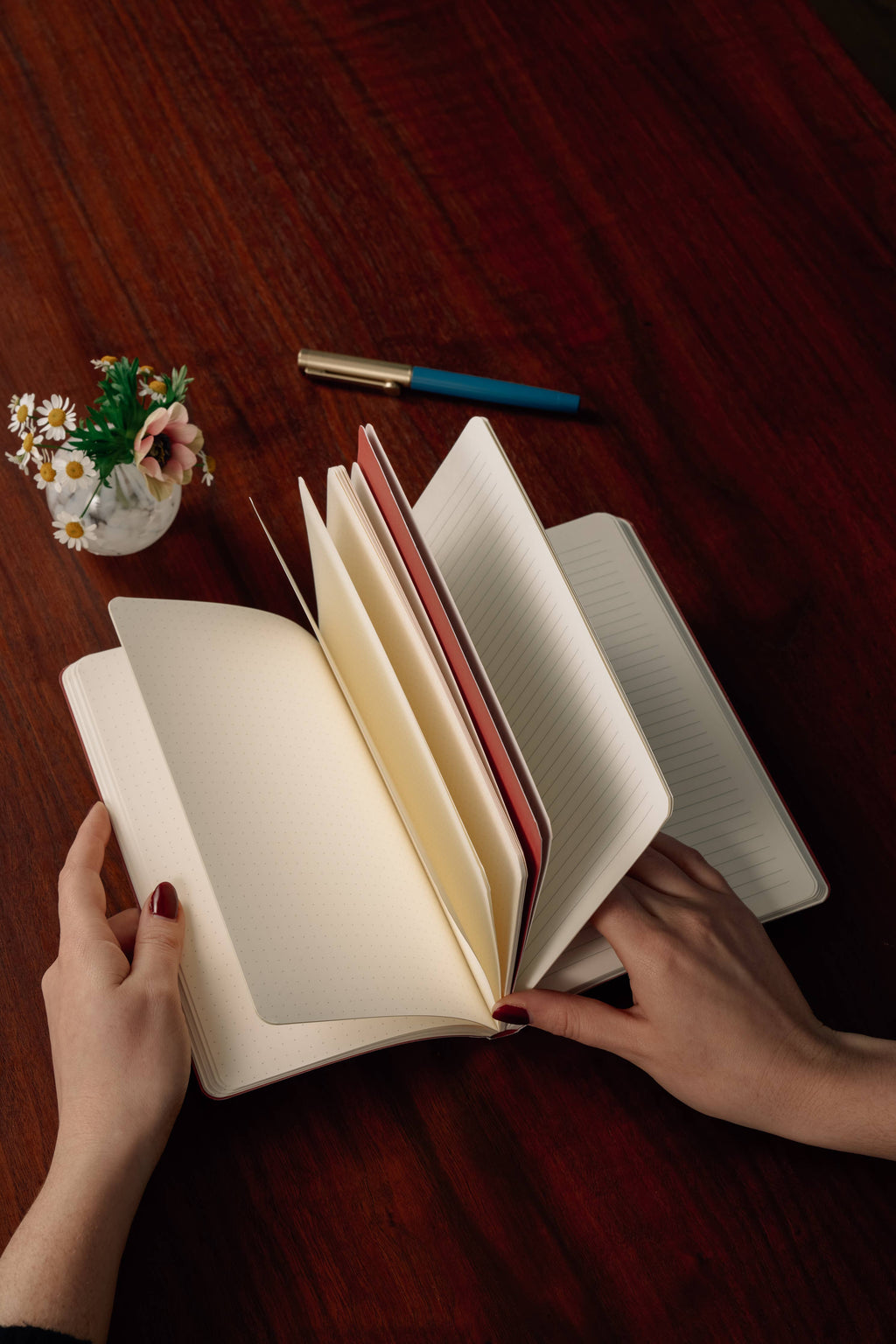 Pink Waves Stepped Softcover Lined Notebook