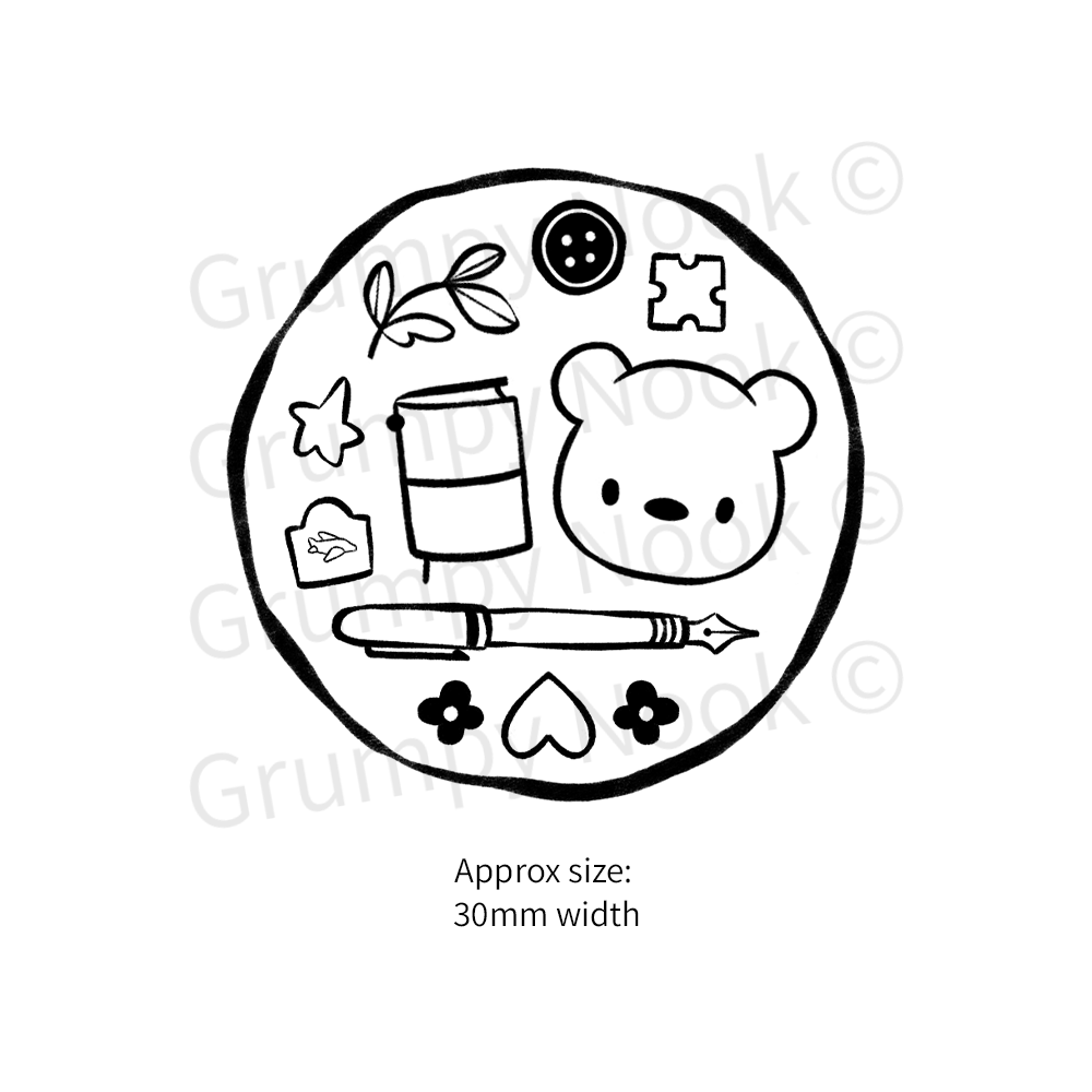 Bears & Hobbies Rubber Stamp