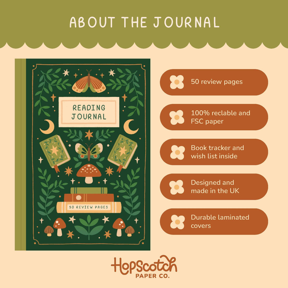 Reading Journal Fantasy Forest Book Review Notebook