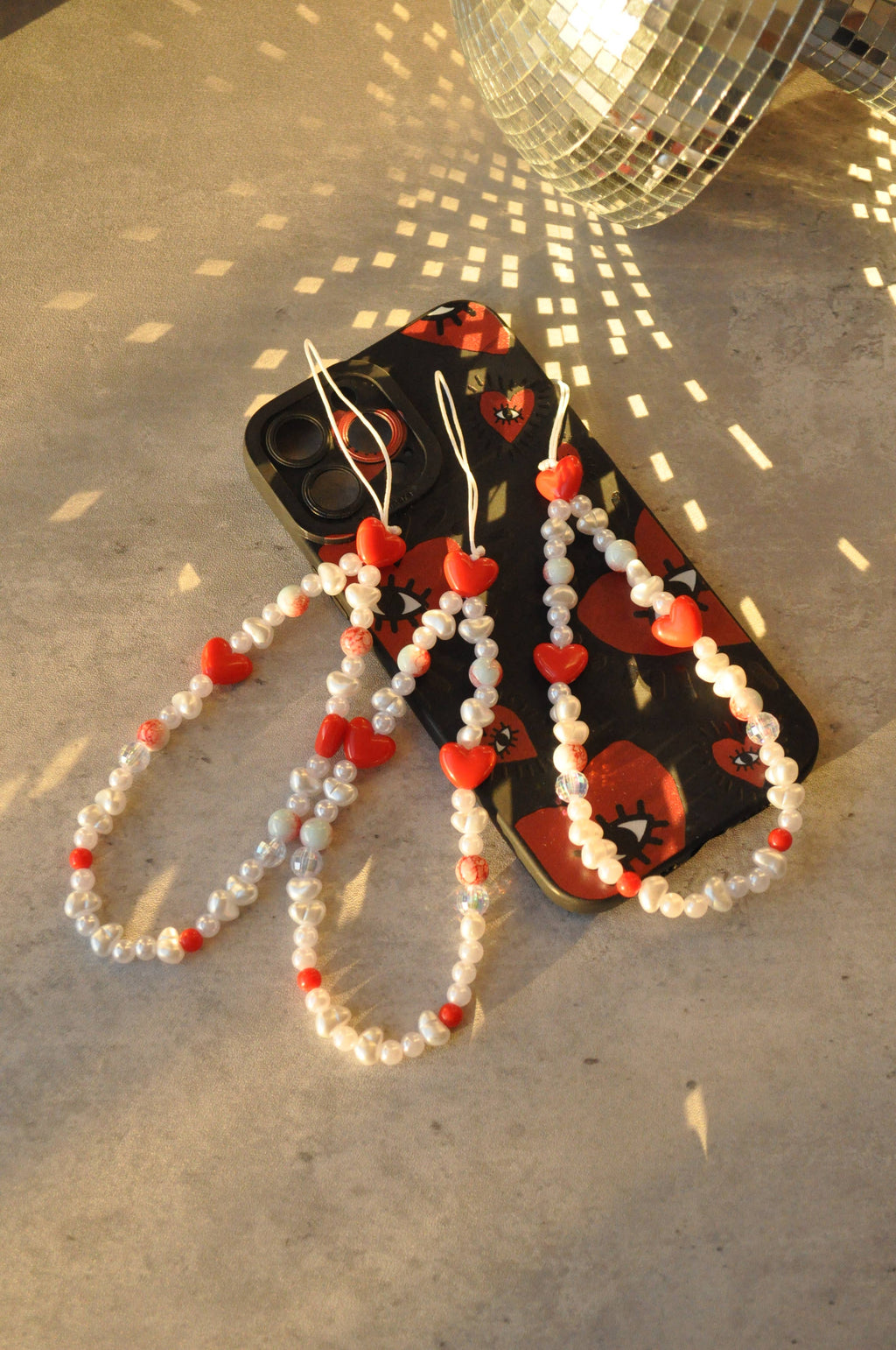 Freshwater Pearl Heart Phone Chain | Phone Charm Strap