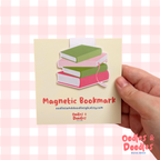 Pink & Green Book Stack Magnetic Bookmark