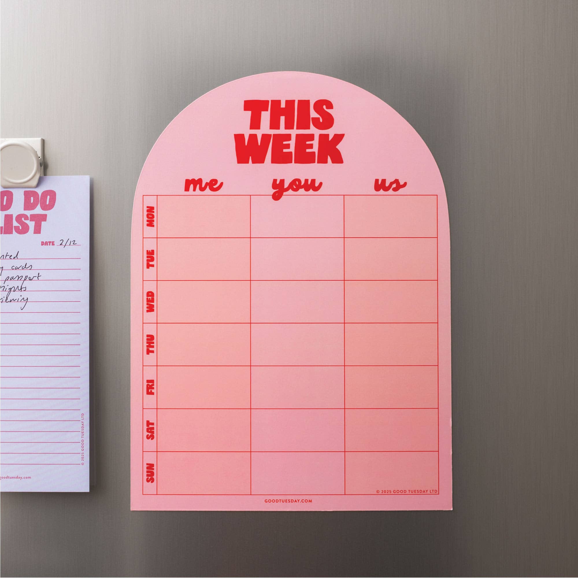 A4 Magnetic Pink & Red Weekly Planner | Fridge Magnet Planner