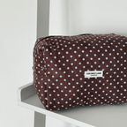 Towel Makeup Bag - Brown & Blue Polka Dot