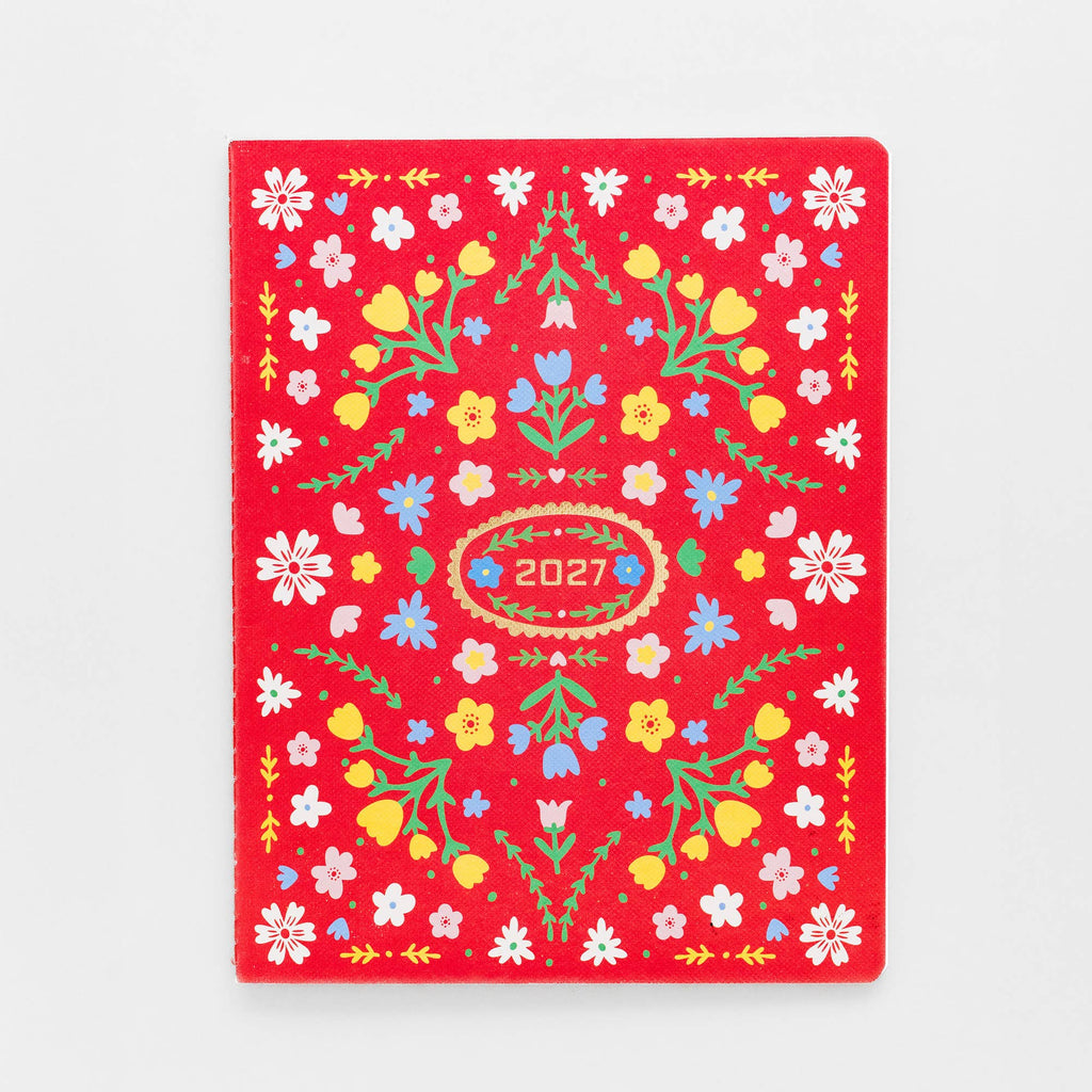 12 Month - Monthly Planner - Red Scandinavian Floral