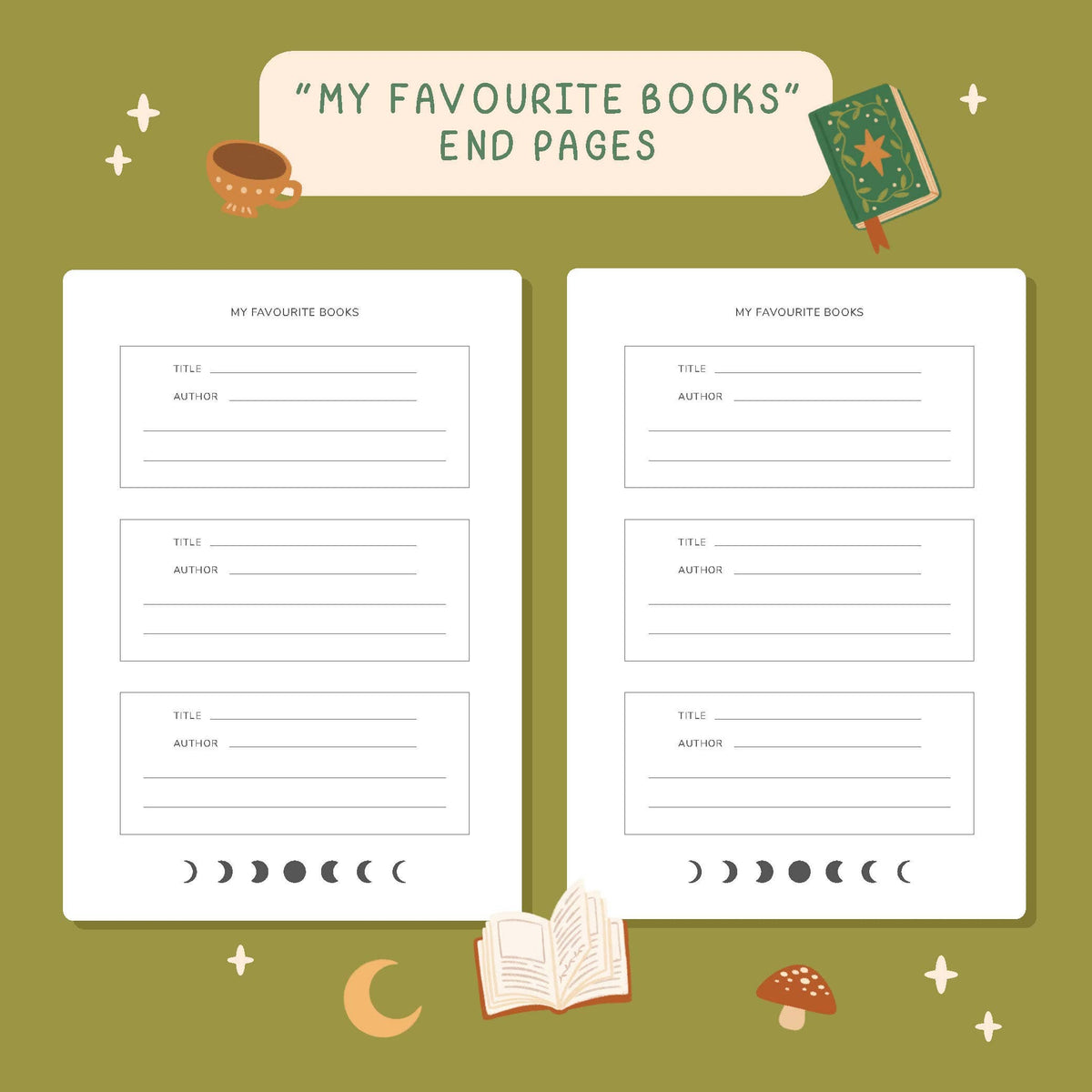 Reading Journal Fantasy Forest Book Review Notebook