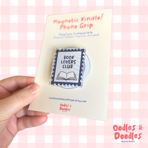 Book Lovers Club Stamp Magnetic Kindle or Phone Grip