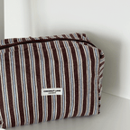 Towel Makeup Bag - Brown & Blue Stripes