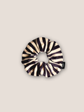 Icon Velvet Scrunchie Aubergine and Cream Stripe