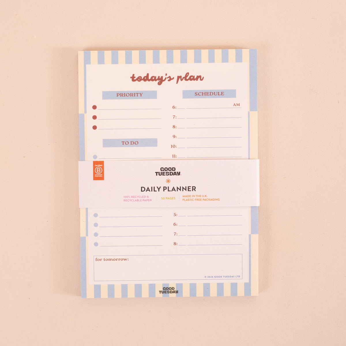 A5 Daily Planner Pad | Butter Blue