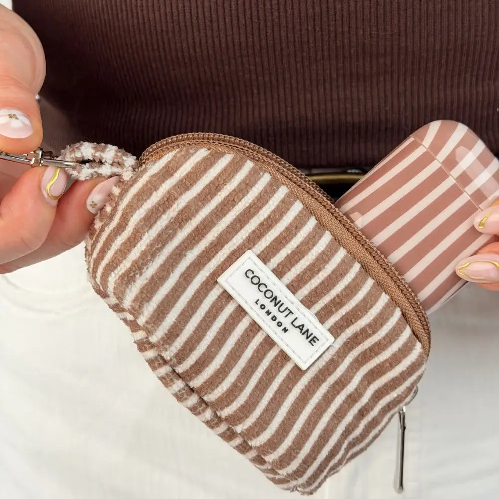 Mini Towel Keyring Bag - Chestnut Stripes