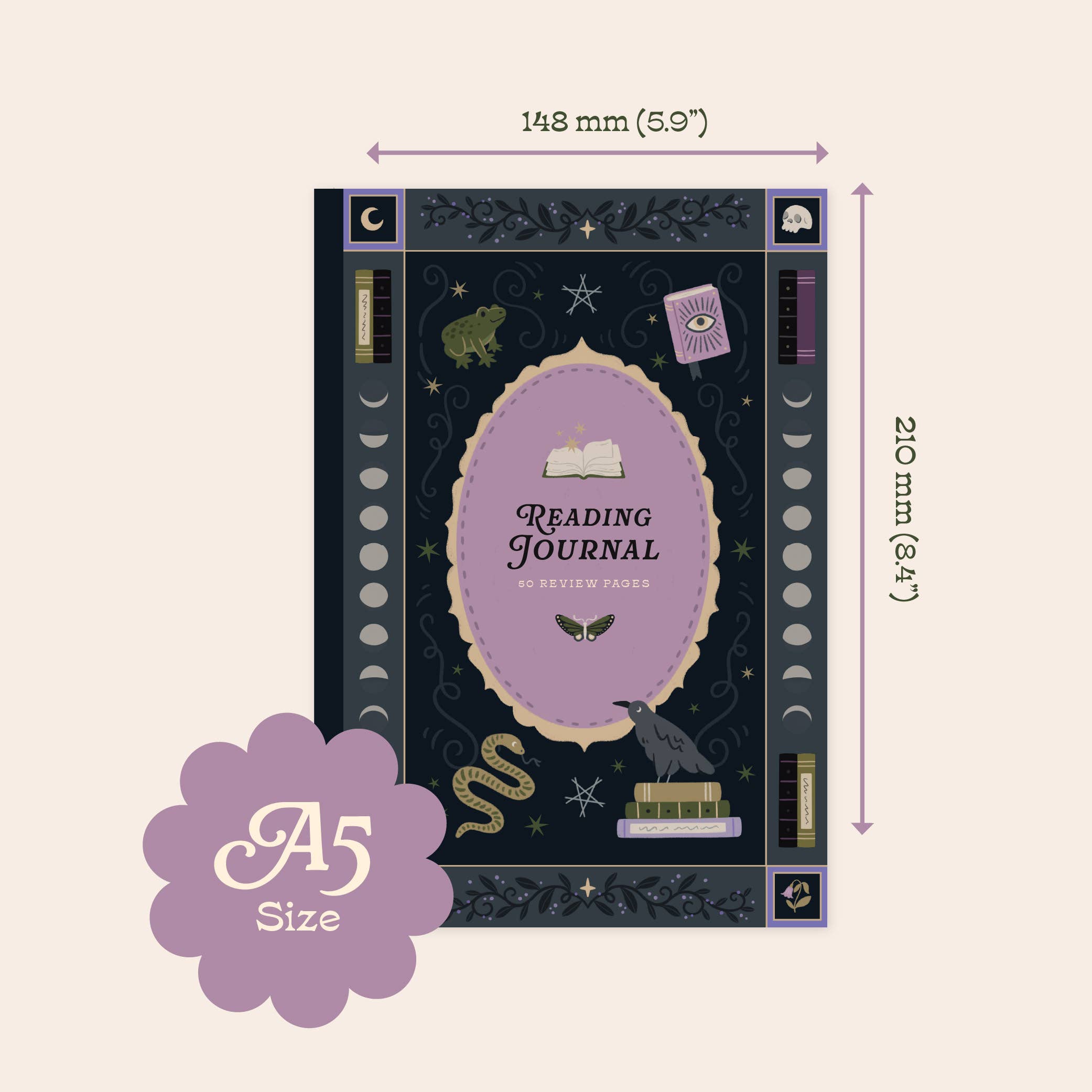 Whimsy Witch Reading Journal – 50 Book Review Notebook