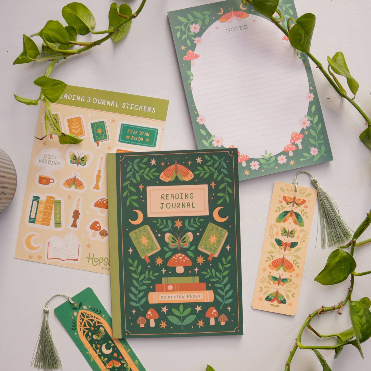 Reading Journal Fantasy Forest Book Review Notebook