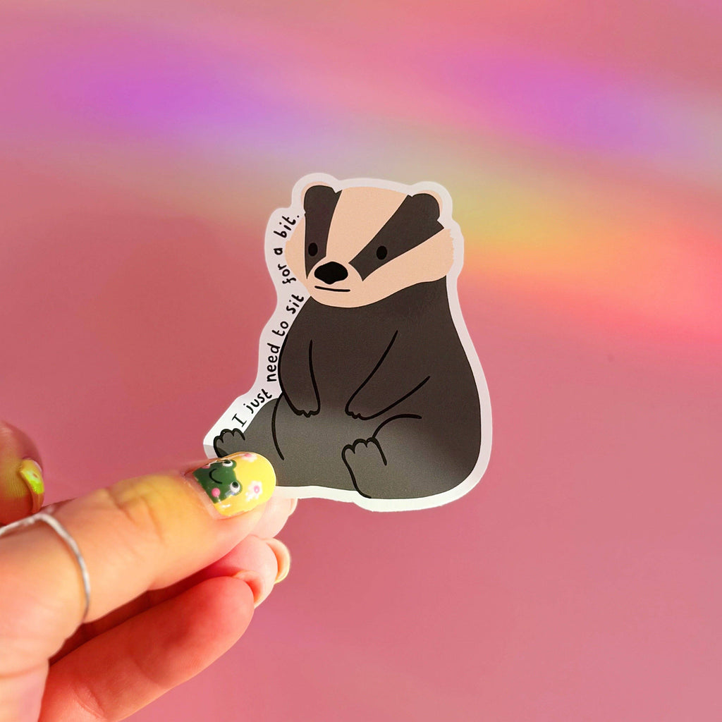 Tired Badger Sticker | Waterproof Vinyl Sticker