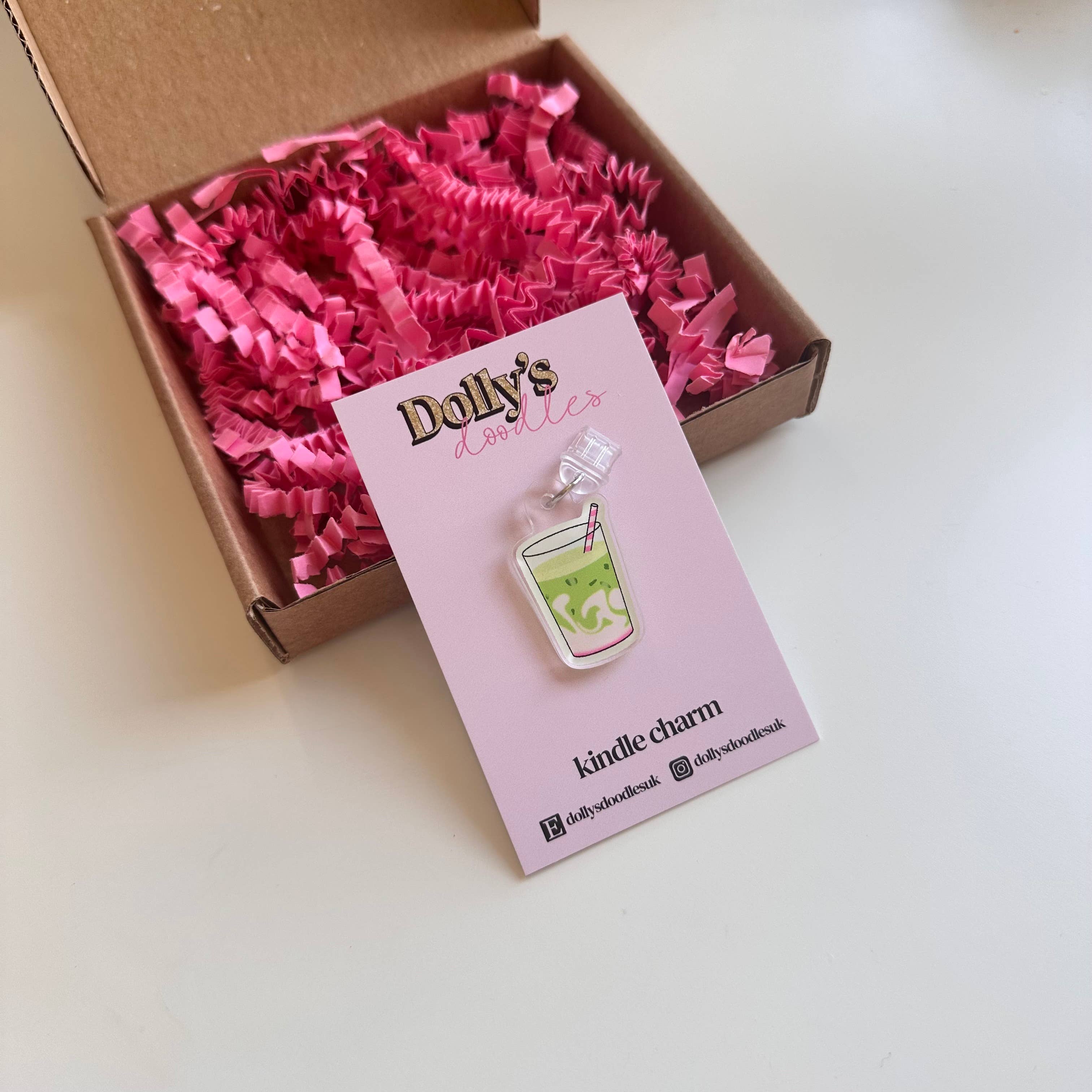 Kindle Charm - Strawberry Matcha Milk Book Club Reading Gift
