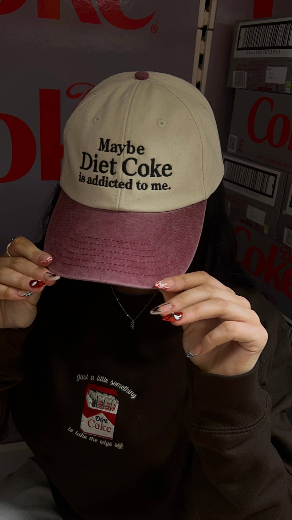 Diet Coke Embroidered Contrast Cap - Vintage Red