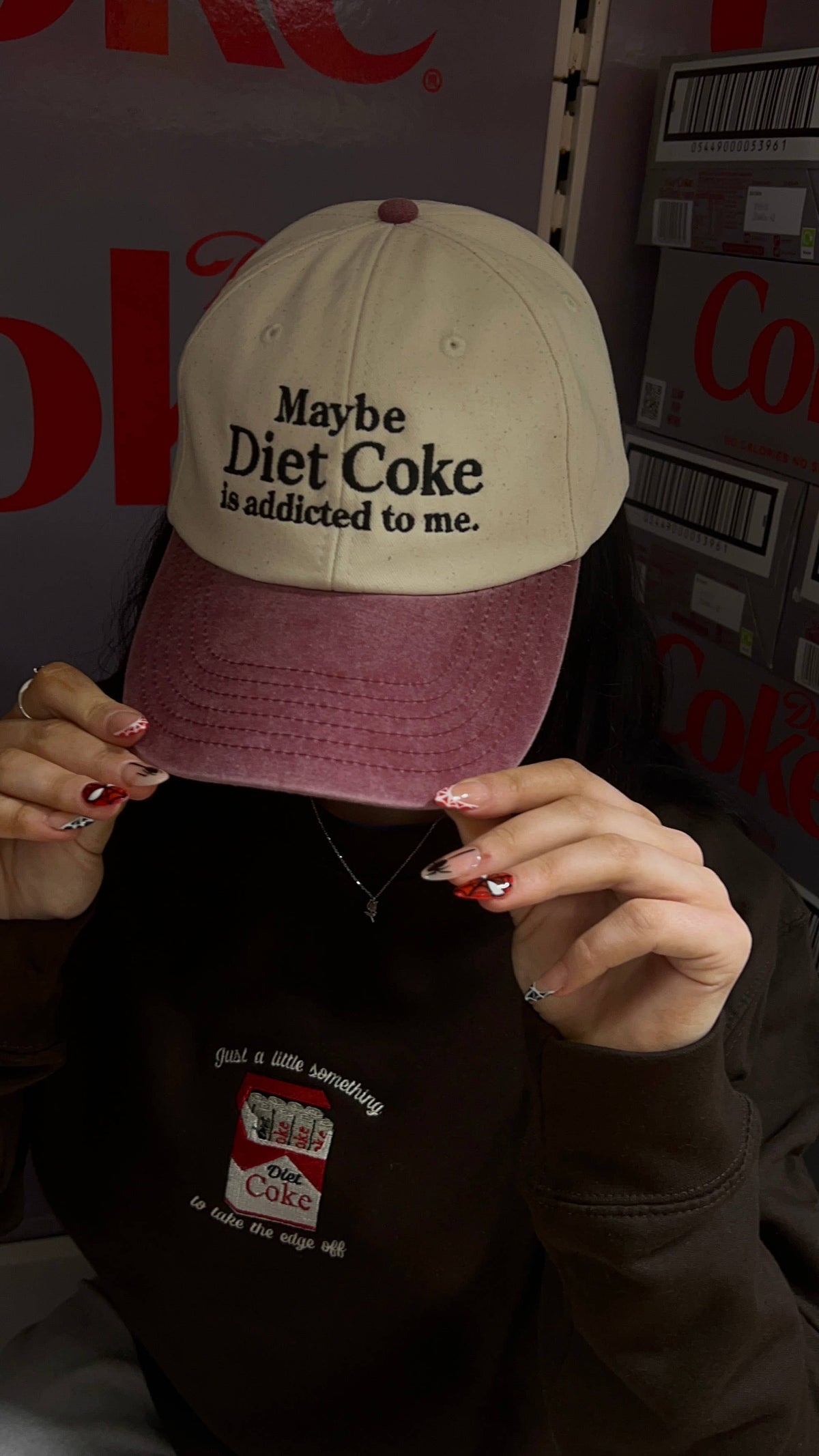 Diet Coke Embroidered Contrast Cap - Vintage Red
