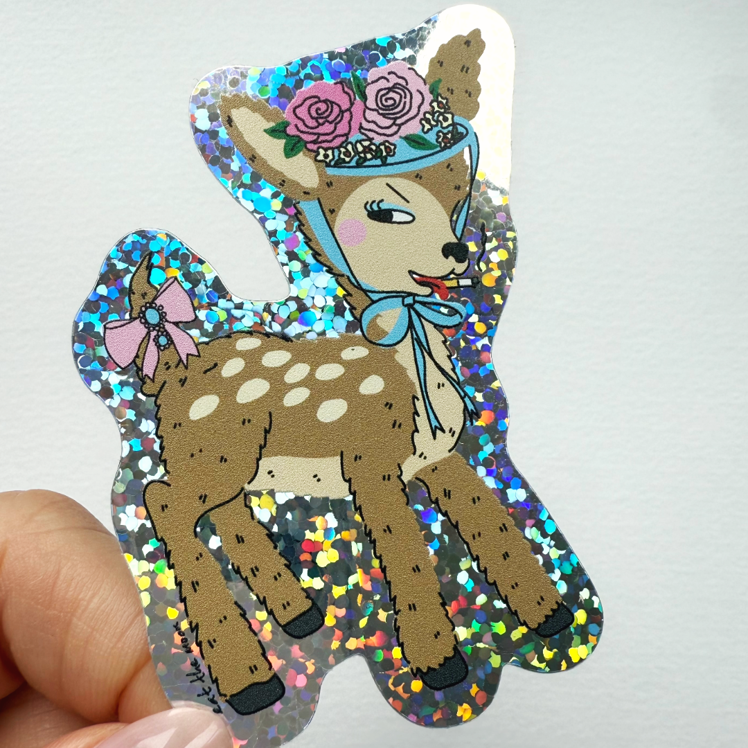 Little deer Glitter Vinyl Sticker