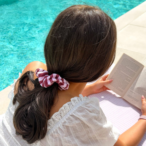 Blushberry Scallop Stripe Towel Scrunchie