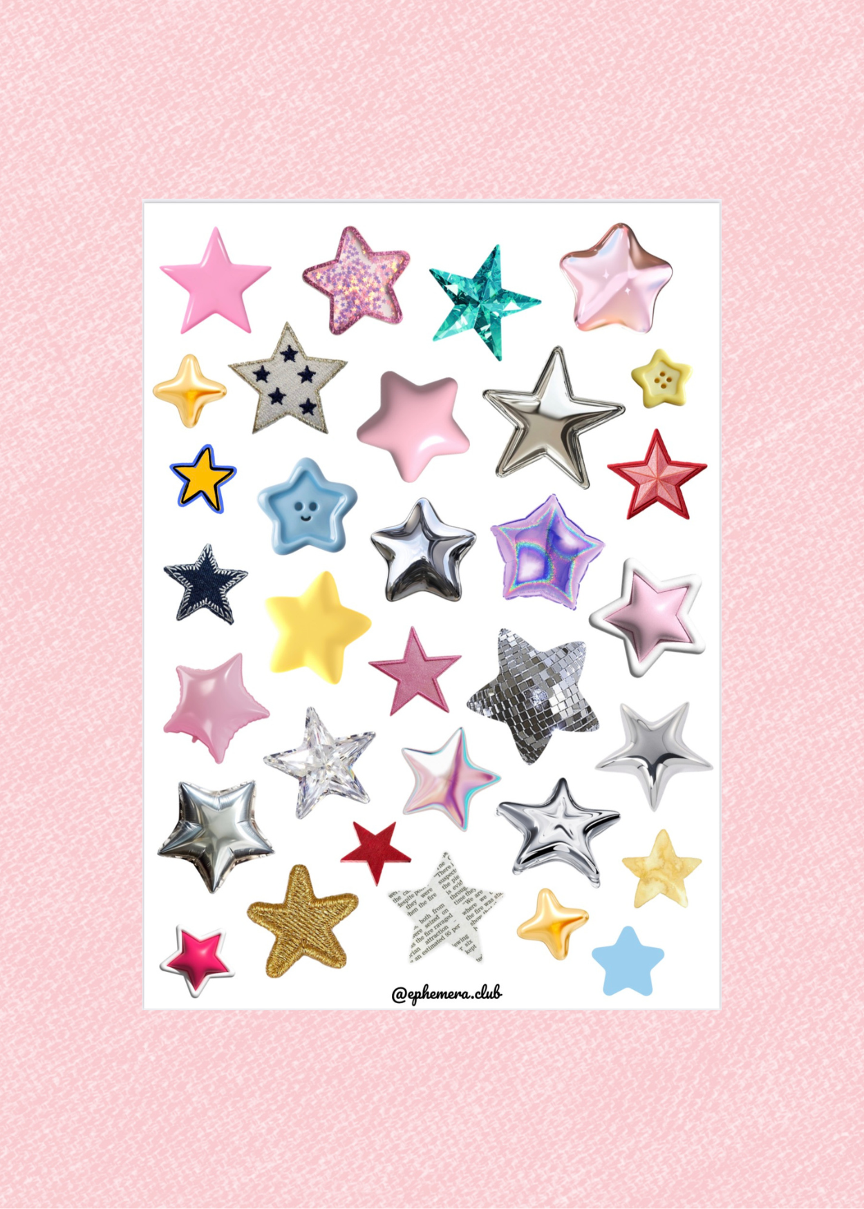 Mixed Media Star Sticker Sheet