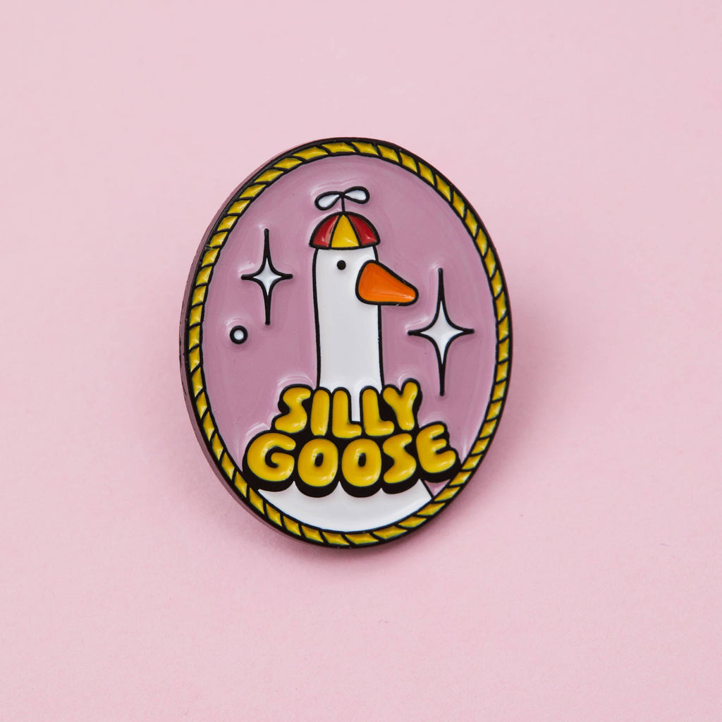 Silly Goose Oval Enamel Pin
