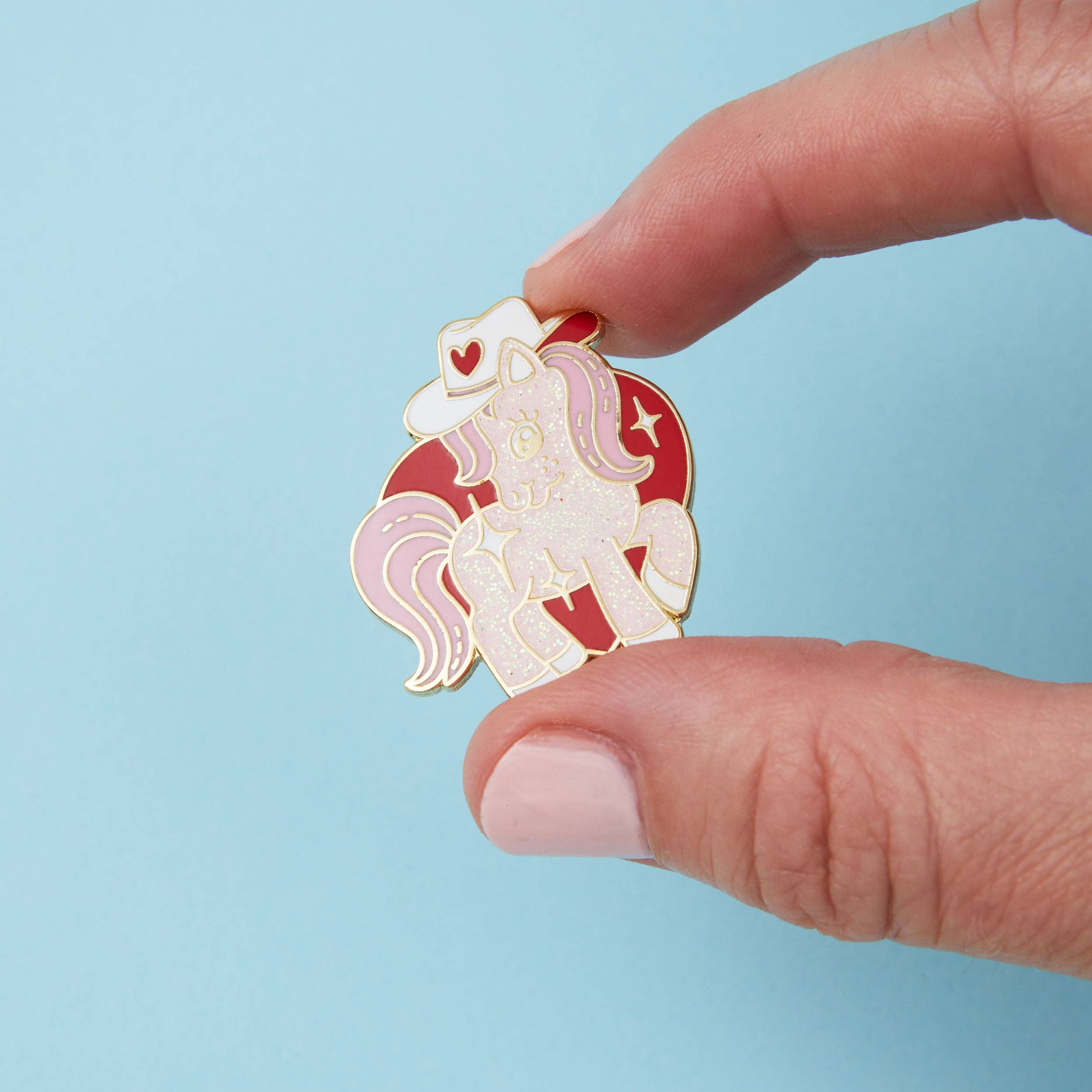 Cowgirl Pony Glitter Enamel Pin