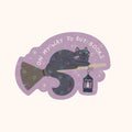 Witch Cat Sticker, Sparkly Vinyl Die-Cut Fantasy Stickers
