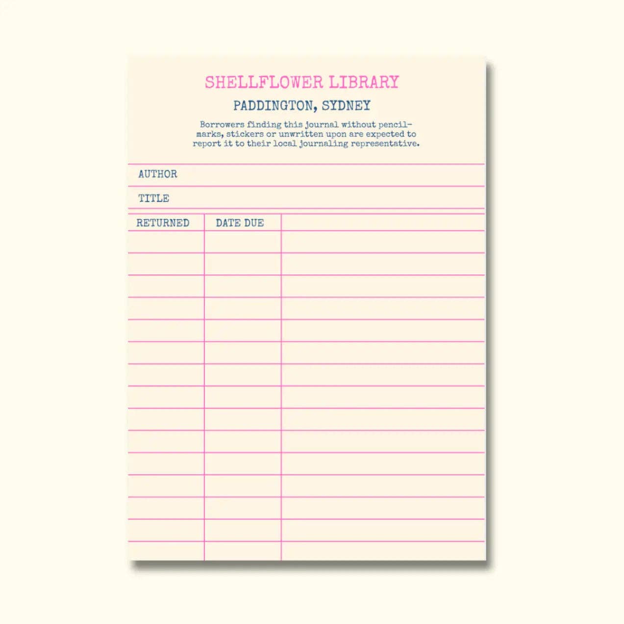 Library Card Note Pad