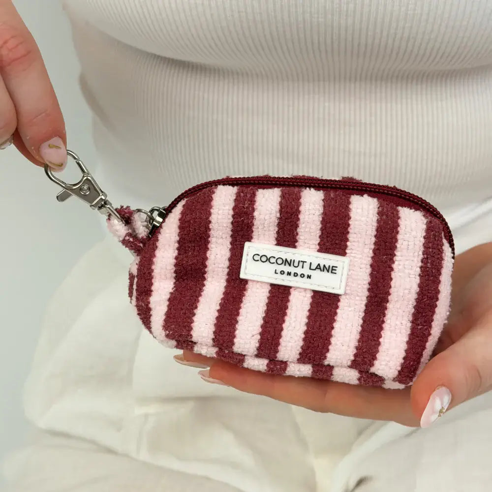 Mini Towel Keyring Bag - Blushberry Stripes