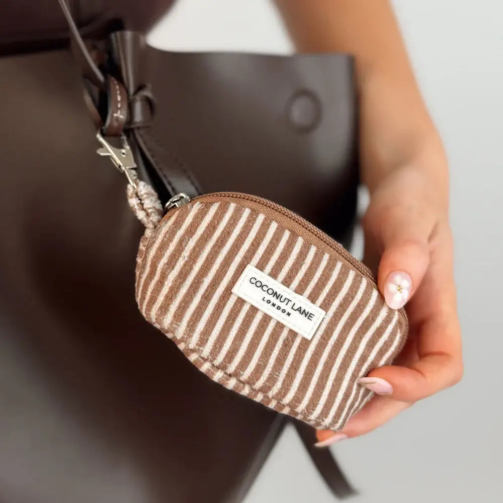 Mini Towel Keyring Bag - Chestnut Stripes