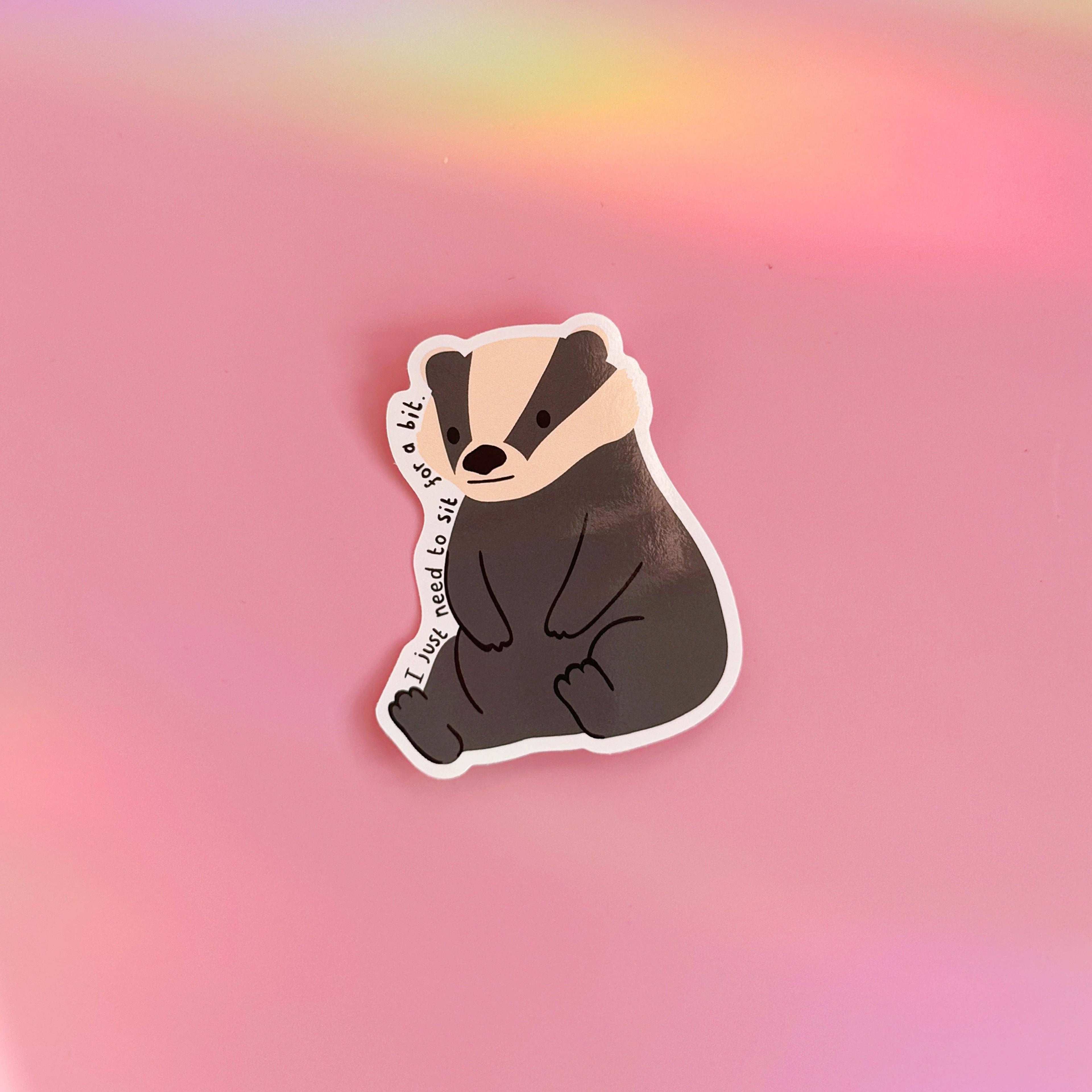 Tired Badger Sticker | Waterproof Vinyl Sticker