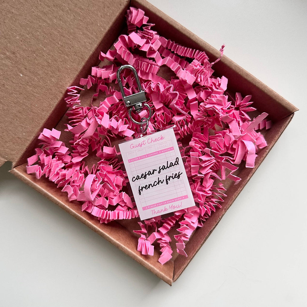 Girl Dinner Keyring Caesar Salad Fries Cute Pink Gift