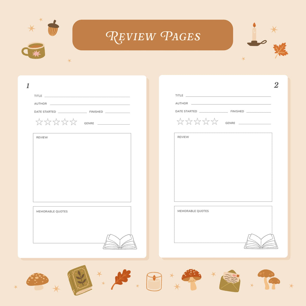 Cosy Season Reading Journal – 50 Book Review Notebook
