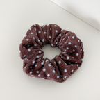 TOWEL Scrunchie - Brown & Blue Polka Dot