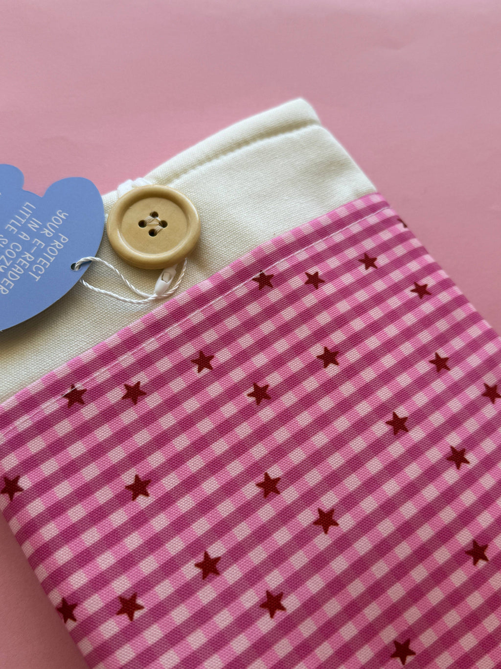 Read Books Gingham Embroidered Kindle Sleeve