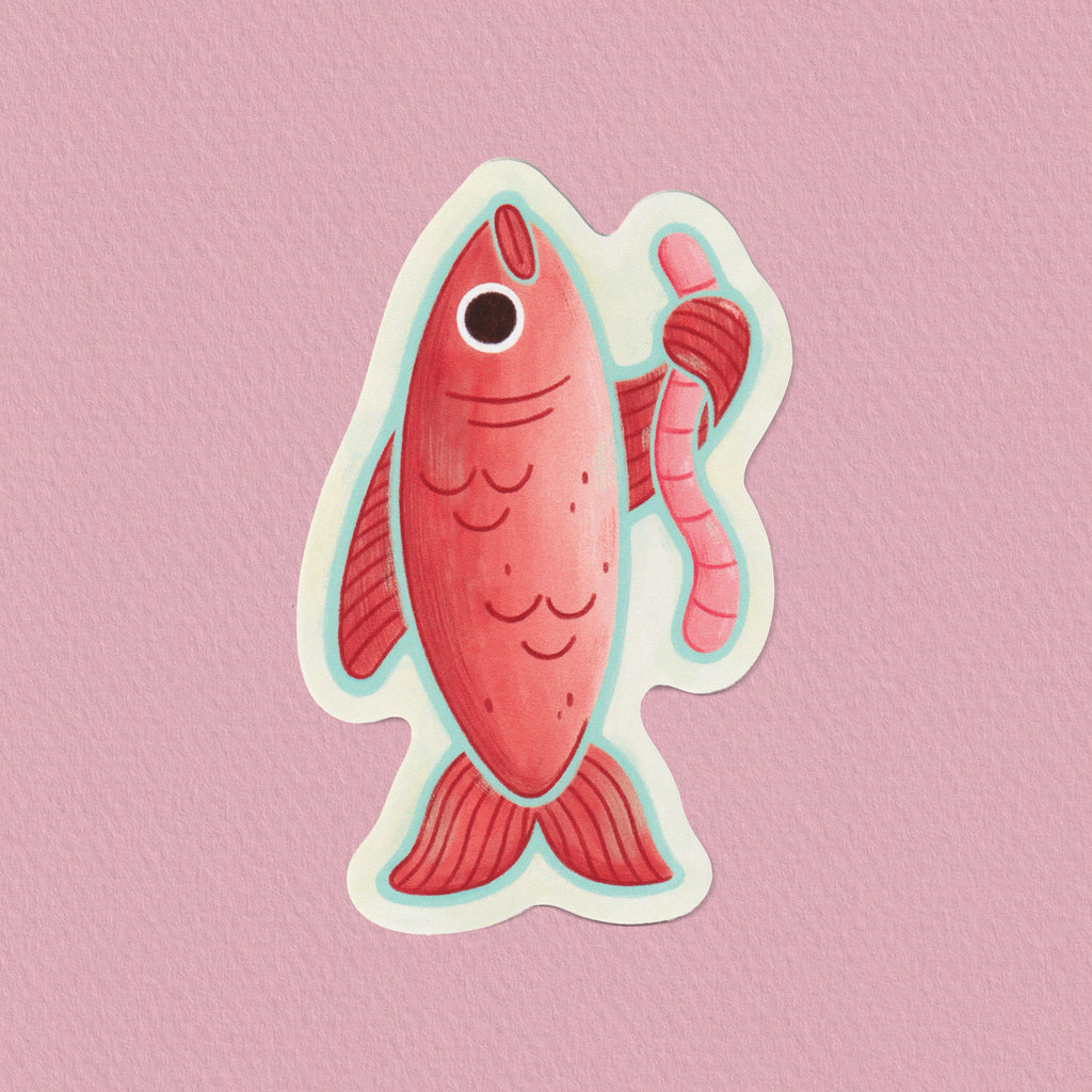 Fish Worm Sticker