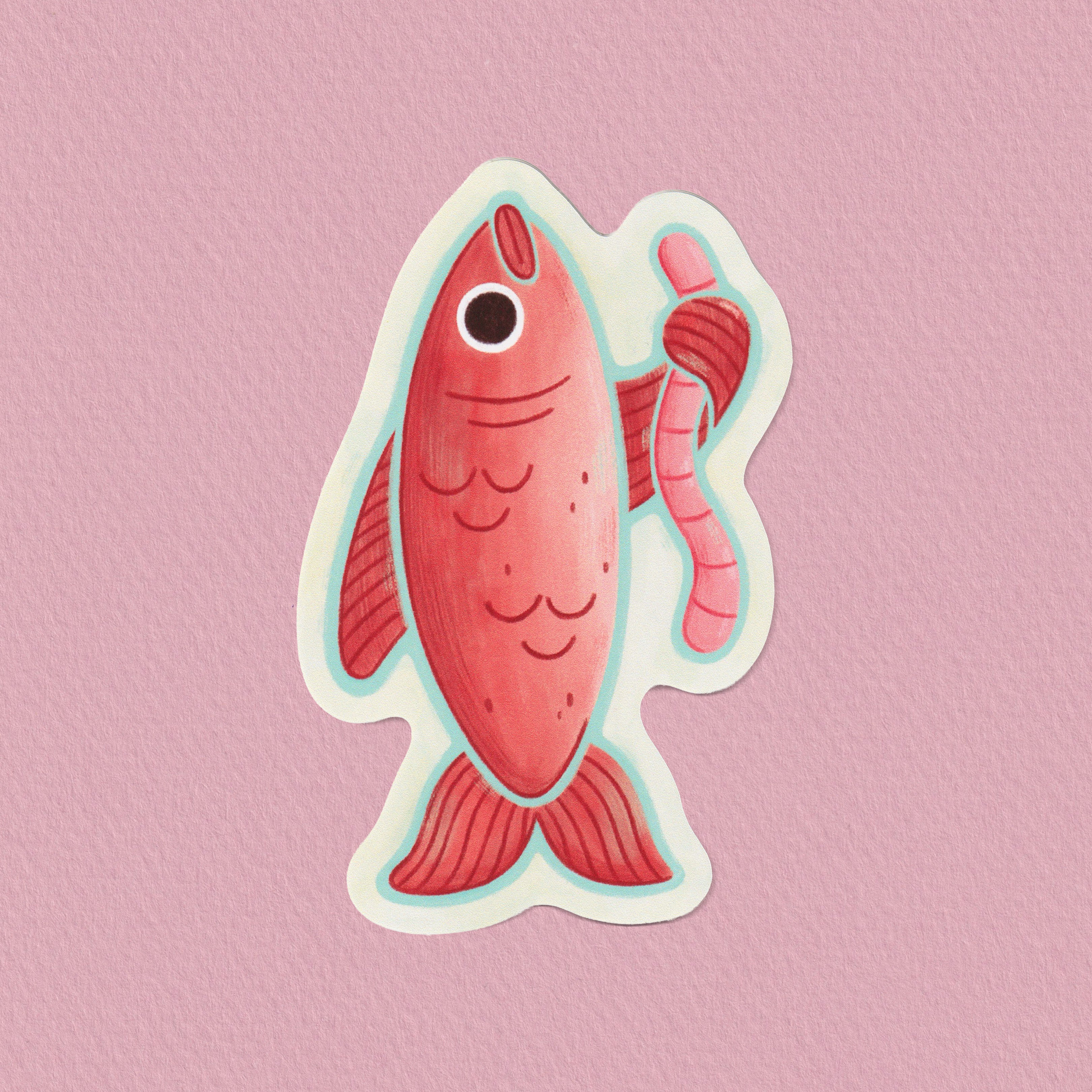 Fish Worm Sticker