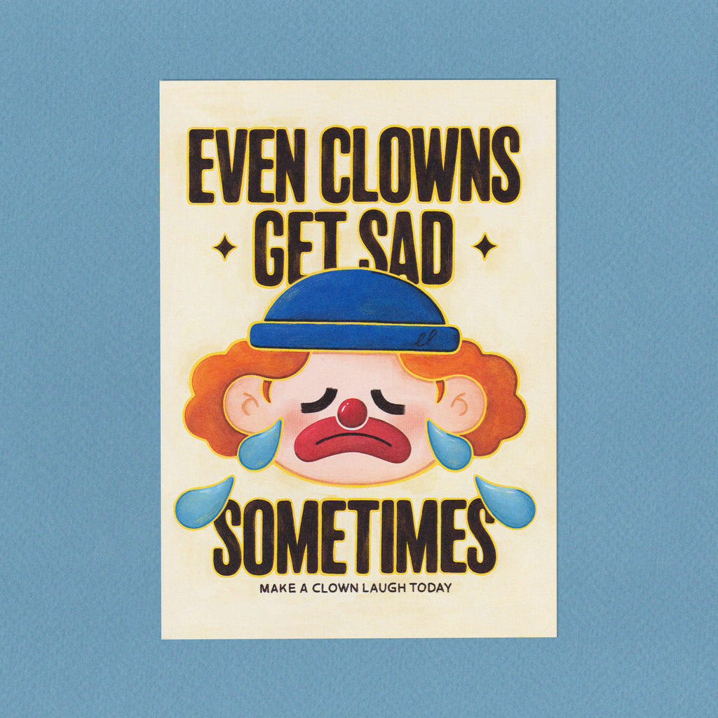 Sad Clown Postcard